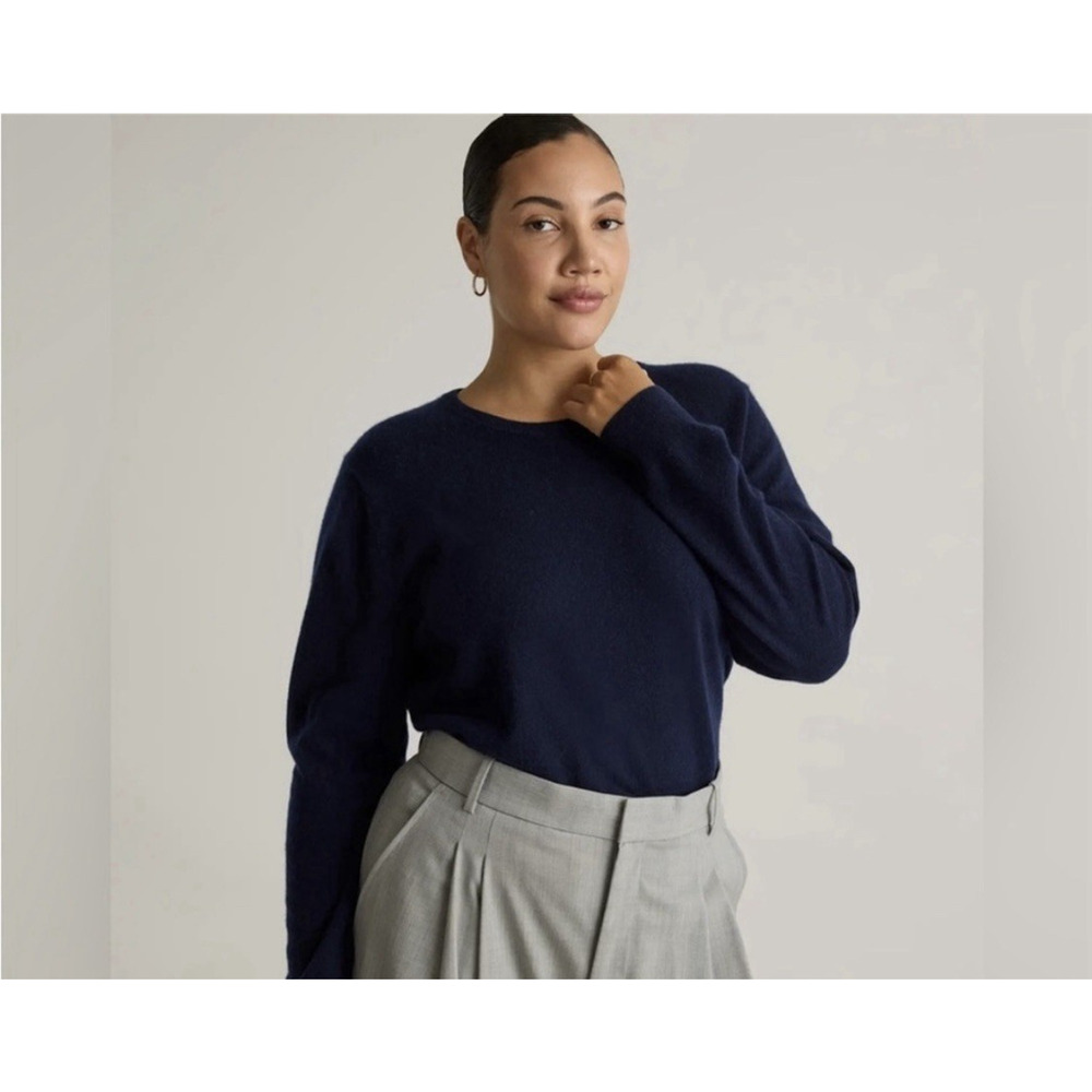 Quince Mongolian Cashmere‎ Crewneck Sweater S Navy Luxury Cozy Preppy
